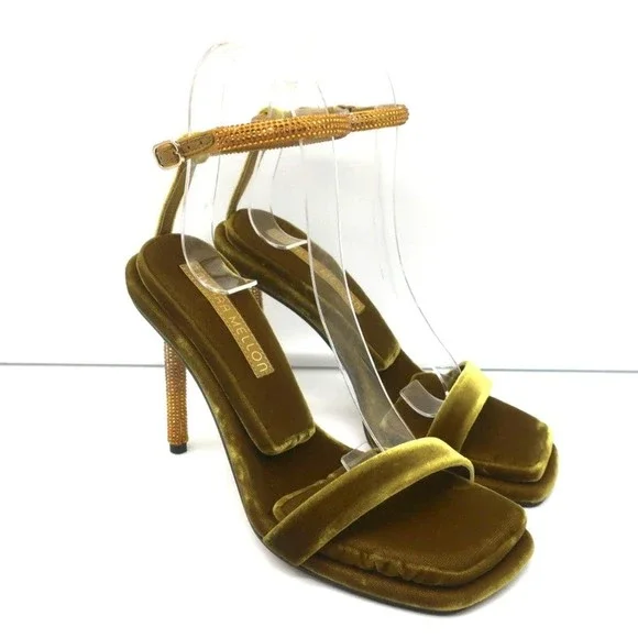 Tamara Mellon Stellar Sandals Topaz Crystal-Embellished Velvet Size 37 NEW - Picture 2 of 12